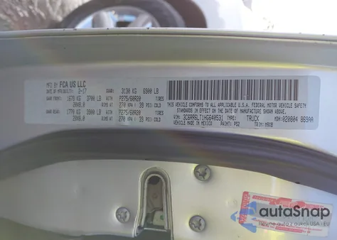 2017 Ram 1500 Big Horn 4X2 5'7 Box from USA, damaged, VIN 3C6RR6LT1HG640531